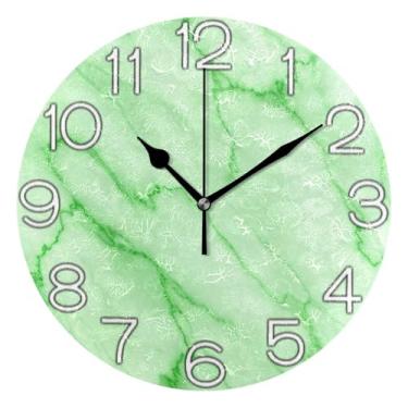 Imagem de Relógio de parede estético gradiente verde pastel analógico decorativo sala de aula relógio de escritório operado por bateria, decoração de parede moderna para sala de estar, 25 cm, ponteiros pretos