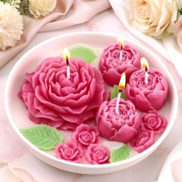 Imagem de MTLEE Velas florais Dia das Mães 3 pavios cera de soja flor peônia aromaterapia meditação estética frésia frasco perfumado presentes para mulheres, decoração de casamento em casa