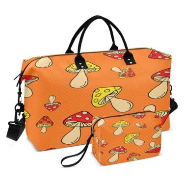 Imagem de CEBUGI Bolsa esportiva acolchoada com cogumelos para mulheres, grande, bolsa de viagem de fim de semana, bolsas hospitalares para trabalho de parto e parto