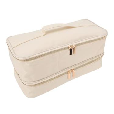Imagem de Brrnoo Bolsa de Higiene Pessoal de Viagem de Camada Dupla, Organizador Cosmético de Grande Capacidade Com Alça Superior, para Secador de Cabelo e Armazenamento de Ferramentas de Estilo (Champanhe