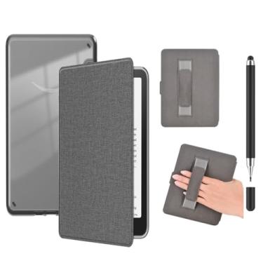 Imagem de Akacy Capa protetora de couro PU transparente e textura de tecido macio para Kindle Paperwhite 6,8 (Geração 2021, números de modelo M2L3EK), fina e leve, à prova d'água (5)