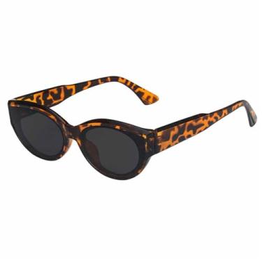 Imagem de Óculos de Sol Olho de Gato Feminino Punk com Lentes Transparentes e Proteção UV400 para Esportes ao Ar Livre, Corrida e Ciclismo, Estampa de Leopardo Cinza