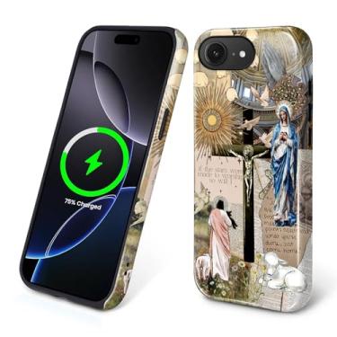 Imagem de Flivro Capa magnética para iPhone 16e, compatível com Magsafe PC capa rígida e amortecedor interno de silicone, antiarranhões, à prova de impacto, design fino Faith in The Goddess Jesus