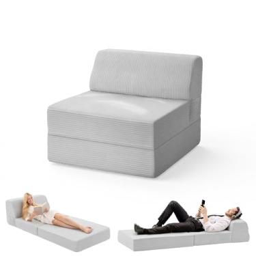Imagem de Kasunpul Sofá-cama dobrável com travesseiro, cama de cadeira dobrável de espuma de memória, cadeira conversível com capa lavável, sofá futon para sala de estar/dormitório/uso de hóspedes/escritório em
