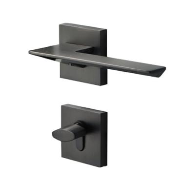 Imagem de VTGVVVTR Fechadura de porta moderna para quarto e quarto silencioso fechadura magnética preta fechadura de porta de madeira americana fechadura simples (fechadura silenciosa de níquel preto)