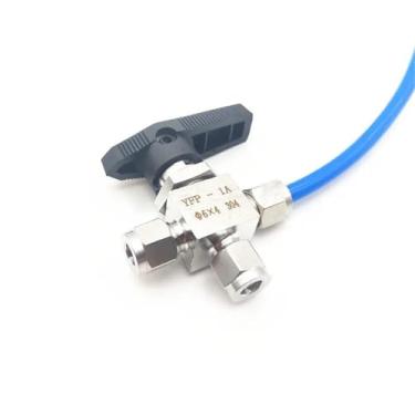 Imagem de Válvula esférica de parafuso rápido de 3 vias de aço inoxidável tubo OD 4 mm 6 mm 8 mm 10 mm 12 mm mangueira PU traqueia tipo L válvula de comutação de três vias (tubo OD de 4 mm)