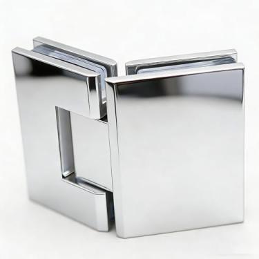 Imagem de NovaNectar Dobradiça de porta de vidro de latão, dobradiças de placa traseira curta resistente de 90 graus, substituição de ferragens de porta de chuveiro para vidro temperado de 8 a 12 mm (cromado, 1