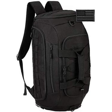 Imagem de Protector Plus Bolsa esportiva masculina tática para academia, mochila militar MOLLE (capa de chuva e patch incluídos), Preto, 35L, Mochilas de mochila