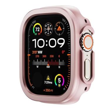 Imagem de AMSOH Capa 2 em 1 de liga de alumínio + TPU para Apple Watch Case 49mm 45mm 41mm Capa de proteção de metal para Iwatch Ultra 2 Sereis 9 8 7 Watch Case(Pink,44mm)