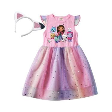 Imagem de Vestido De Malha Arco-Íris Para Meninas, Vestido Casual De Verão Para 