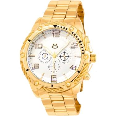 Imagem de Masculino Luxo Relógio Dourado Aço Inoxidável Analógico + Colar e Pulseira Grumet Presente