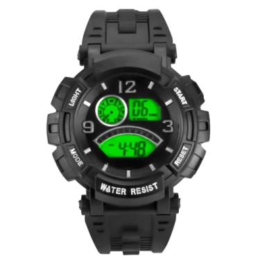 Imagem de Relógio Infantil Digital LED Preto Silicone Ajustável Números Grandes Resistente Uso Diário Crianças
