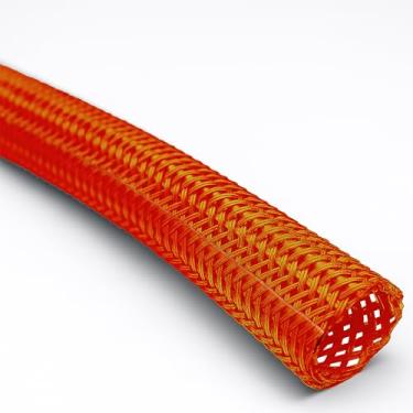 Imagem de Electriduct Gancho de 5 cm com fecho automático, manga trançada, capa protetora de cabo flexível retardante de chamas, organizador de fios - 6 m - laranja