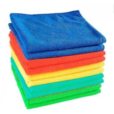 Imagem de Kit 10 Panos de Microfibra 35x55cm Multiuso para Limpeza de Carro, Vidro, Prato e Pia