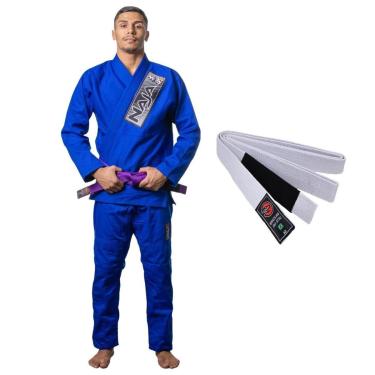 Imagem de KIMONO JIU JITSU ADULTO TRANÇADO REFORÇADO BRAVE AZUL NAJA COM FAIXA-Unissex