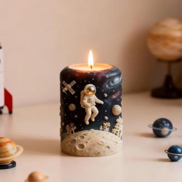 Imagem de Molde de vela de pilar de astronauta, moldes de silicone da lua espacial para fazer velas de resina epóxi, aromaterapia e sabão de cera faça você mesmo, artesanato feito à mão para decoração de casa