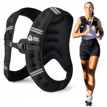 Imagem de Roc Colete pesado ao ar livre para mulheres e homens, 2,3 kg/4,5 kg/6,8 kg/9,1 kg/13,6 kg, colete com faixa refletiva para treino, treinamento de força, corrida, caminhada, fitness, musculação, perda