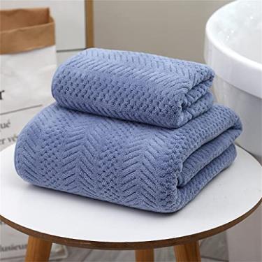 Imagem de Edging Toalha de rosto de lã coral grande conjunto de 2 toalhas de praia geométricas adultas macias absorventes grossas