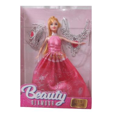 Imagem de Boneca Beauty Glamour Luxo vestido Rosa e acessórios