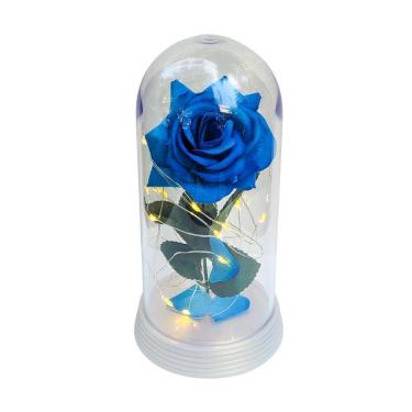 Imagem de Luminária A Rosa Encantada Azul 20 Cm Base Pérola Quente
