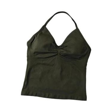 Imagem de Top De Treino Sem Costura Para Mulheres, Sutiã Esportivo De Cor Sólida