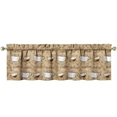 Imagem de Tapesb Cafeteria de cozinha engraçada pequena cortina de janela sobre pia essencial para cozinha, quarto, lavanderia, 45,7 x 137,2 cm