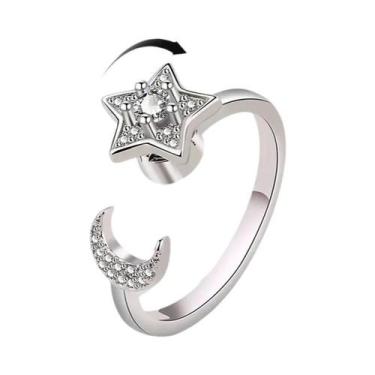 Imagem de Anel Giratório De Cobre Com Cristais Em Formato De Flor, Estrela E Lua
