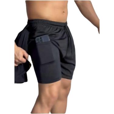 Imagem de Short Duplo Masculino Juvenil Adolescente Treino Academia-Masculino