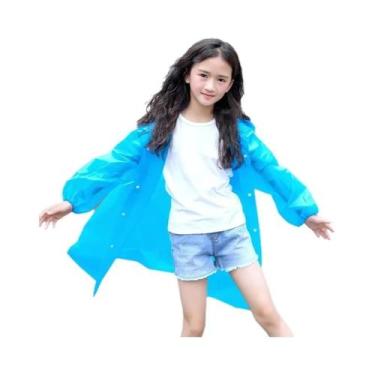 Imagem de Capa De Chuva Infantil Impermeável Com Capuz, Jaqueta Transparente Par