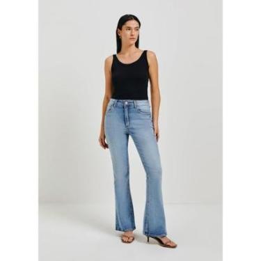 Imagem de Calça Jeans Feminina Cintura Média Flare Petit - Azul 038-Feminino