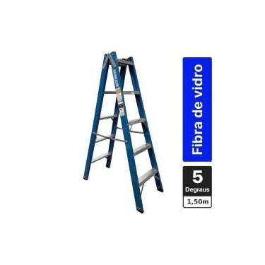 Imagem de Escada tesoura dupla em fibra de vidro 5 degraus 1,5 m - Premium - Rotterman