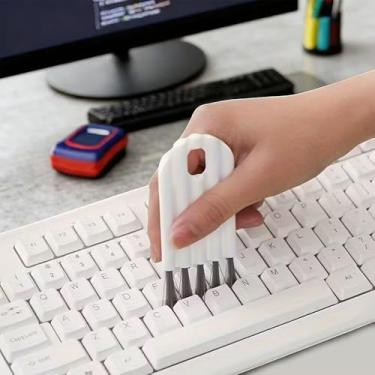 Imagem de Escova de limpeza de teclado de 2 peças para computadores, ferramenta de remoção de poeira para escritório, casa, acessório eletrônico essencial