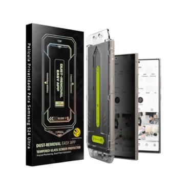 Imagem de Película de Vidro 9H Protetor de Tela Privacidade Escura para Samsung S24 Ultra Tela Totalmente Invisível com ângulo de 28° com Aplicador Automático | Kit de Instalação Fácil Sem Bolhas em 5 Segundos | Anti-Risco | Ultra Clear HD