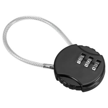 Imagem de Cadeado de combinação de 3 dígitos à prova d'água com cabo de aço para armários de academia, portões ao ar livre, caixas de ferramentas, portas, preto