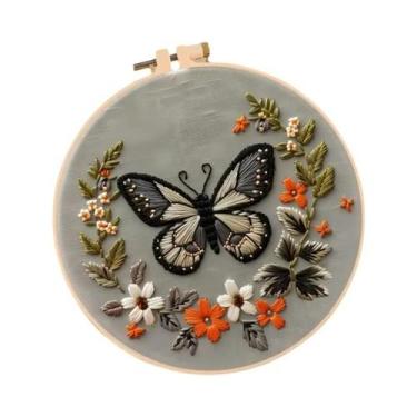 Imagem de Kit De Bordado De Guirlanda Floral Com Pássaros E Animais Em Cores Mis