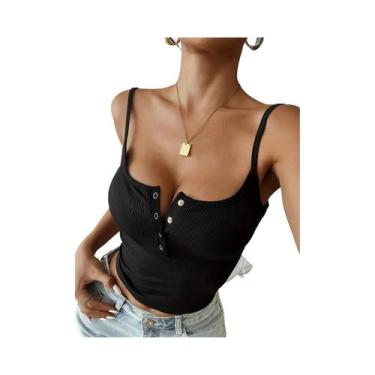 Imagem de Top Cropped Slim Feminino Com Alças Estilo Coreano Camiseta Básica Y2K