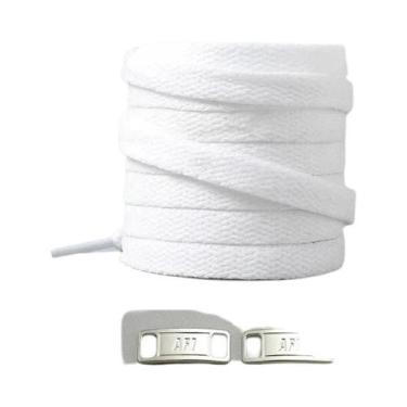 Imagem de Cadarços Planos Pretos E Brancos Para Tênis AF1 Com Fivela De Metal - 