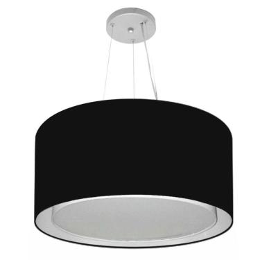 Imagem de Lustre Pendente Cilíndrico Duplo Vivare Md-4300 Cúpula Em Tecido 50x30cm - Bivolt Preto 127/220v