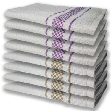 Imagem de 8 Panos De Prato Atoalhado Felpudo Premium 4 Roxo 4 Marrom