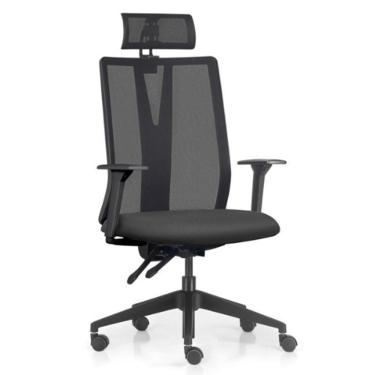 Imagem de Cadeira Escritório Giratória Presidente Flow F02 Base Preta Sintético Preto - Lyam Decor