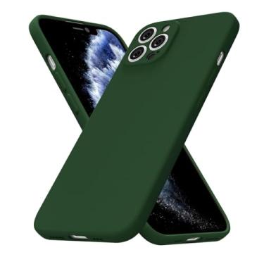 Imagem de uvcoat Capa de silicone para iPhone 11 Pro, capa fina de gel de borracha macia para mulheres e meninas, linda capa de telefone TPU fosco com proteção total da câmera, design simples minimalista, verde