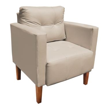 Imagem de Poltrona Sala Decorativa Livia Pé Madeira Castanho Sintético Bege M11 - D'Rossi
