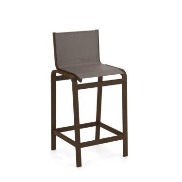 Imagem de Banqueta Alta Bancada Alumínio Marrom Tela Fendi