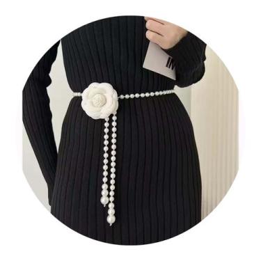 Imagem de Cinto Pérolas Mulher Luxo Elegante Rosa Branca - anjo da mamãe, Branco
