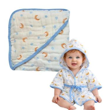 Imagem de Kit 1 Toalha de Banho Bebe Soft com Capuz de Fralda + 1 Roupão com Cap