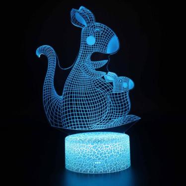 Imagem de Luz noturna Kangaroos 3D LED que muda de cor para crianças - yiweisai