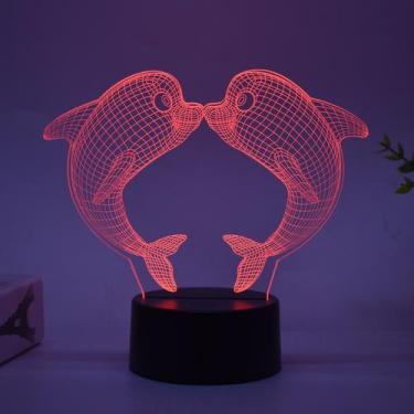 Imagem de Luz noturna, LED 3D, golfinhos, mudança de cor para crianças - Yiweisa