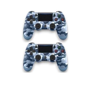 Imagem de Kit 2 Controles Sem Fio Compativel Ps 4 Pc Gamer Joystick Manete Camuf