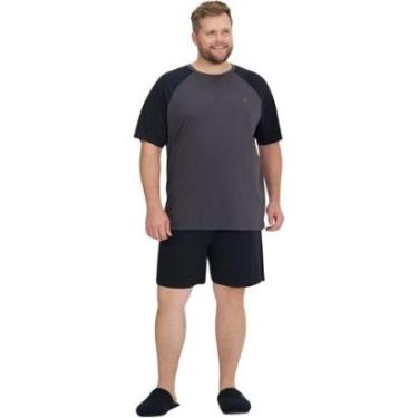 Imagem de Pijama de Manga Curta Plus Size Adulto Masculino Mensageiro dos Sonhos - Preto - EG-Masculino