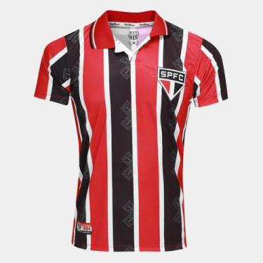 Imagem de Camiseta São Paulo RetrôMania 1994 Listrada Masculina - Vermelho e Pre